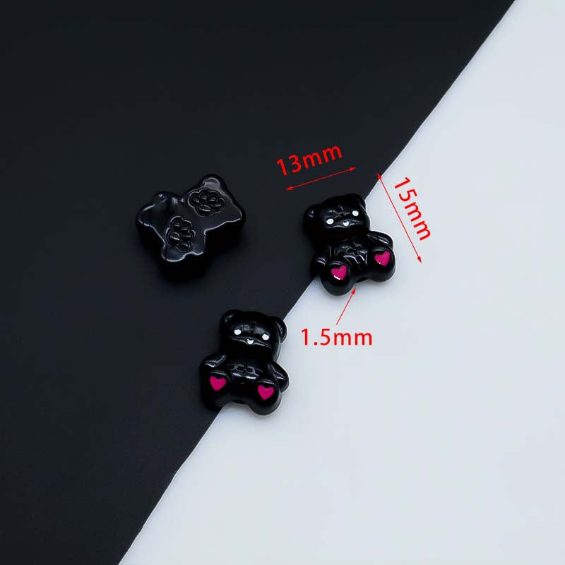 Teddy Bear Metal Beads 15mm Baking Painted Fabric Design 10pcs 2