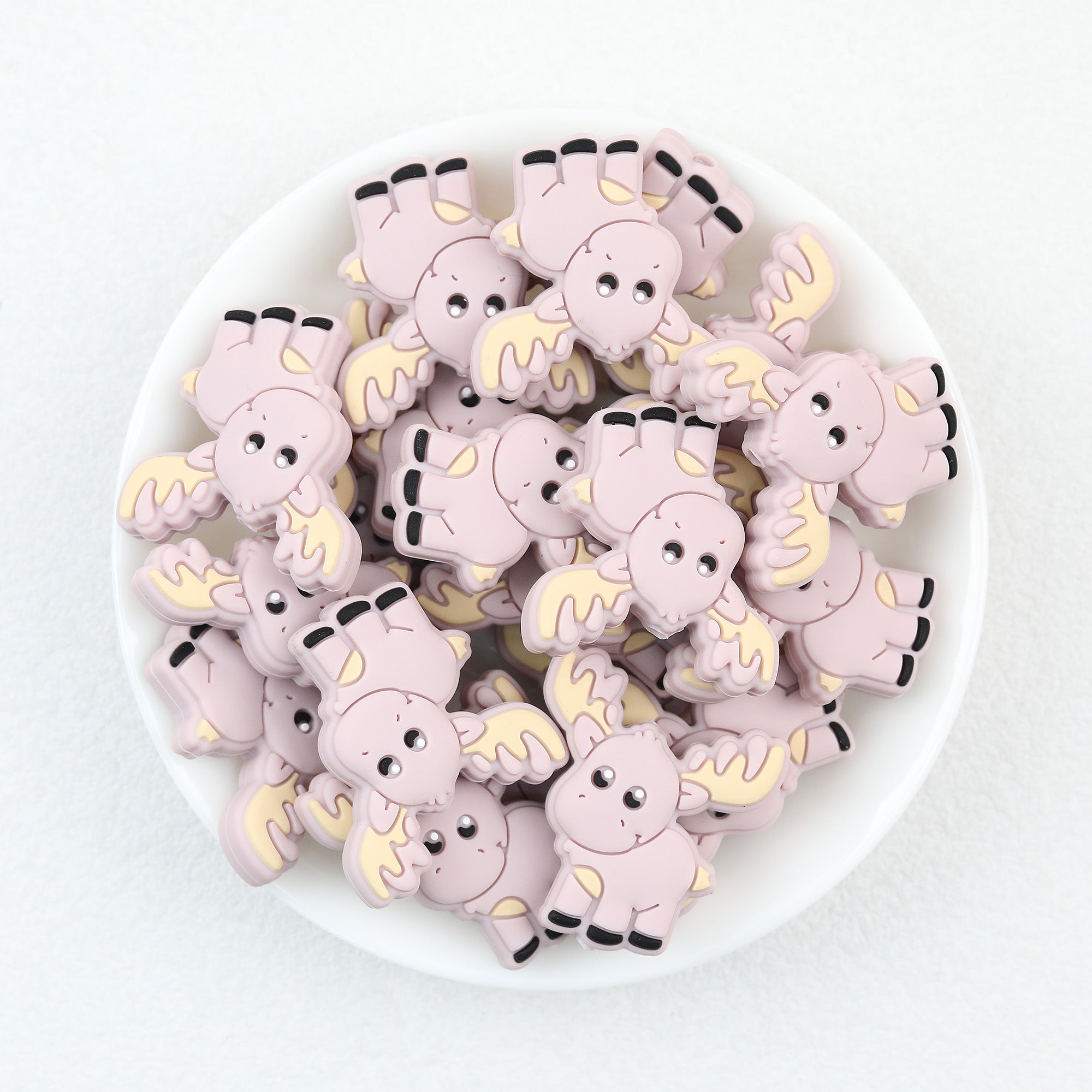 Moose Antler Silicone Focal Beads Wholesale, Pastel Pink-Brown Design