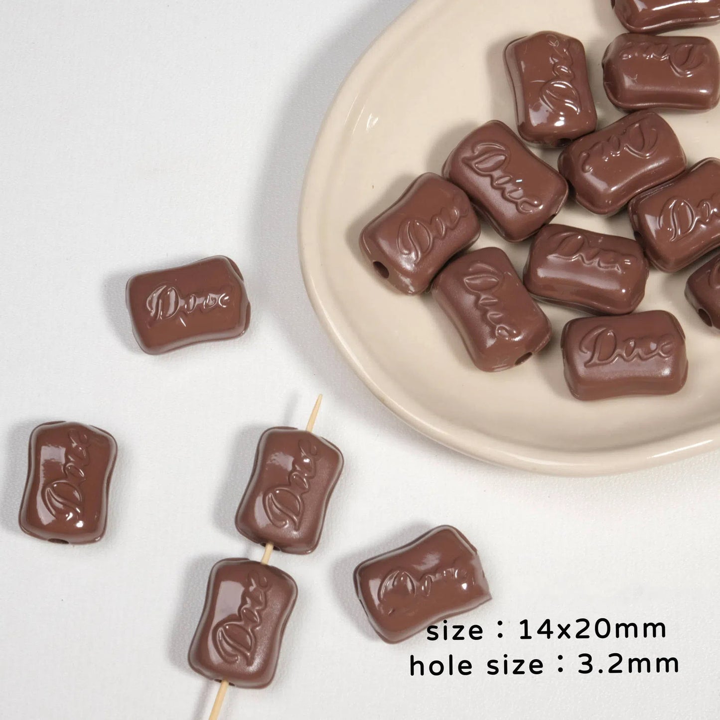 Square Acrylic Beads 14x20mm Dove Chocolate Glossy 20pcs 5