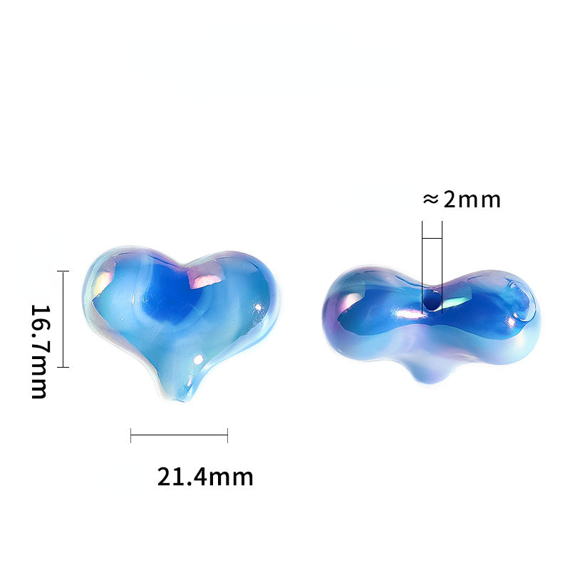 UV Finish Heart Acrylic Beads 21.5mm Vibrant Marbled Colors 50pcs 2