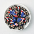 USA Flag Leopard Print Heart Silicone Focal Beads 20 pcs