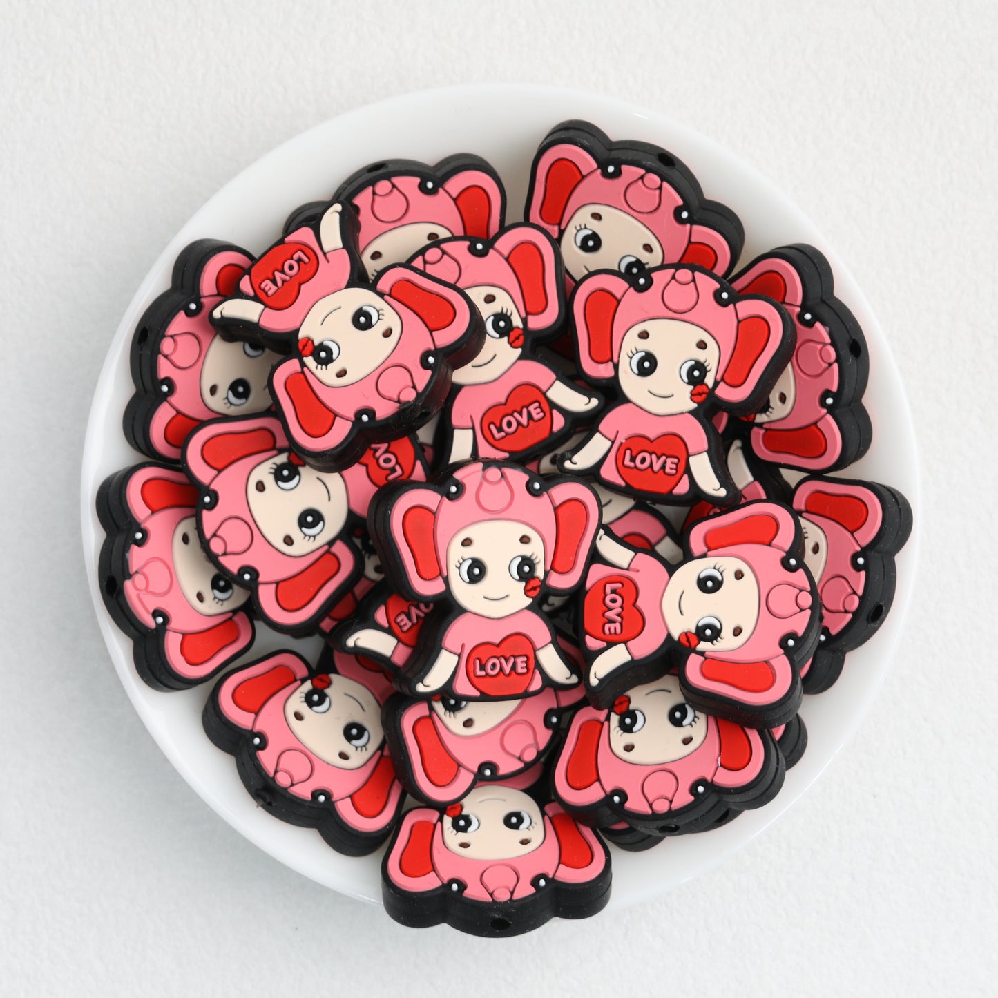 Colorful Animal Character Silicone Focal Beads 20pcs 6
