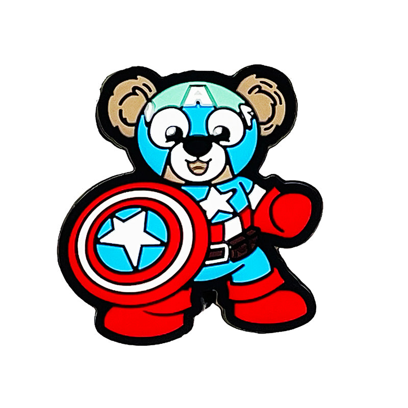 Silicone Focal Beads Superhero Bear Shield Red Gloves 20pcs