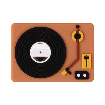 Silicone Focal Beads Music Themed Retro Radio and Smiley Face Circle Badge 14