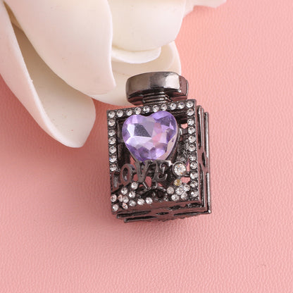 Fancy Alloy Perfume Bottle Charm Beads with Heart and Rhinestones 2pcs 29