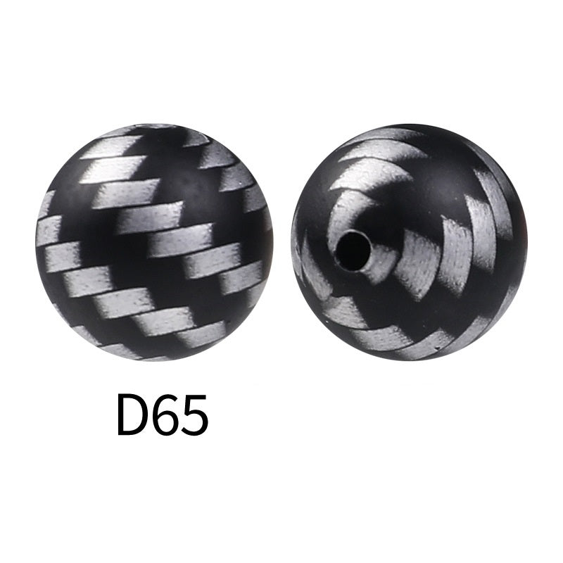 50Pcs 15mm Colored pattern printed silicone beads 67