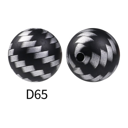 50Pcs 15mm Colored pattern printed silicone beads 67