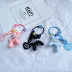 Acrylic Balloon Dog Keychain Pastel Colors Pearl Beads Heart Charm 4