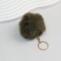 Pom Pom Keychain Plush Violet Faux Fur Ball Gold Ring 8cm