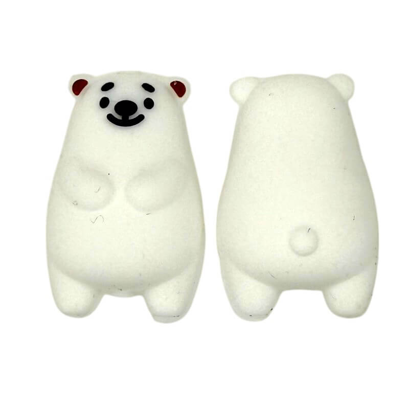 Silicone 3D Focal Beads White Smiling Bear Front View 20pcs