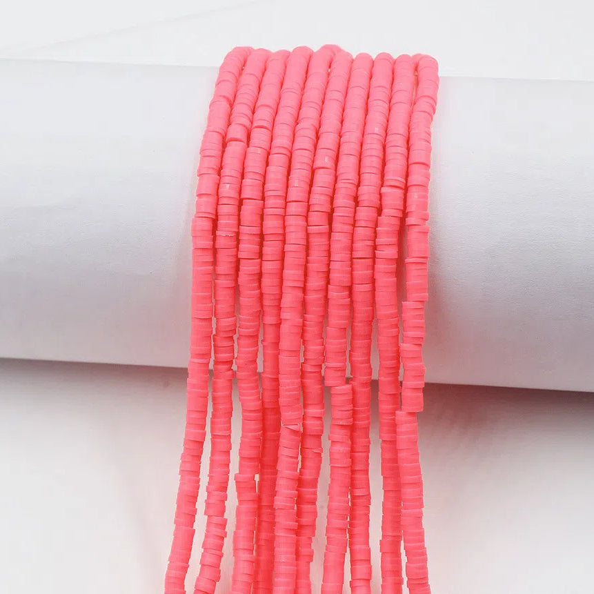 Flat Clay Beads 4mm Solid Color Polymer Disc 10strands 24