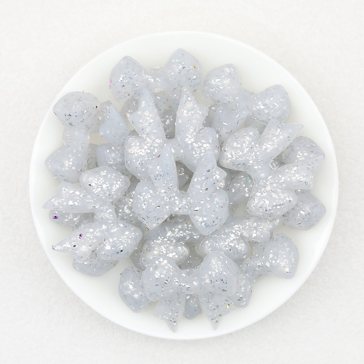 Sparkling Bow Shaped Silicone Focal Beads Glitter Effect 20pcs - Color 2