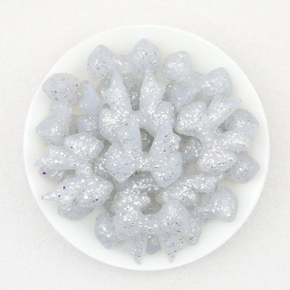 Sparkling Bow Shaped Silicone Focal Beads Glitter Effect 20pcs - Color 2