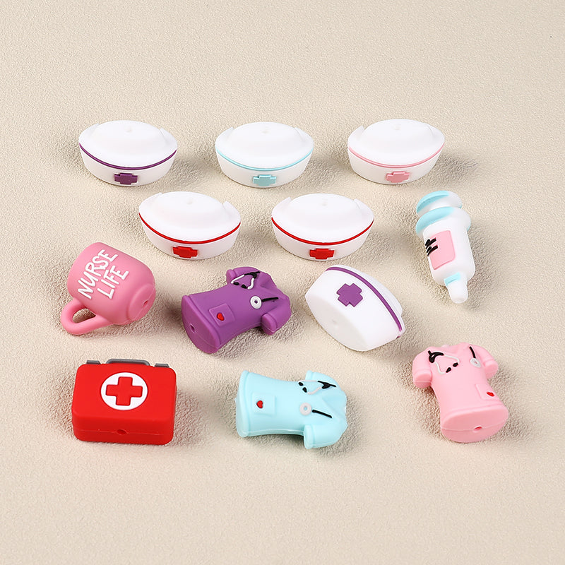 Silicone 3D Focal Beads Nurse Series Medical Kit Holding Syringe 20pcs 4