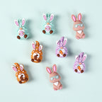 Silicone 3D Focal Beads Easter Bunny Wearing Glasses 20pcs 2