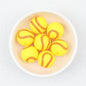 15mm Silicone Beads Sports Ball Printed Soccer Football Volleyball 10pcs - 15mm yellow baseball beads
