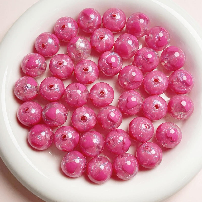 Candy Heart Acrylic Beads 16mm Glossy Colorful 10pcs 15