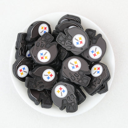 NFL Teams Helmet Silicone Focal Beads Printed Designs 20pcs - Pittsburgh Steelers