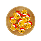 Silicone Focal Beads Christmas Winnie Bear Santa Hat Smiling Face 20pcs 2