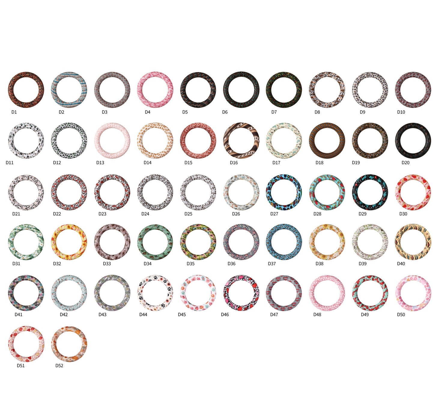 65mm Silicone Beads Printed Designs Vibrant Colors 5