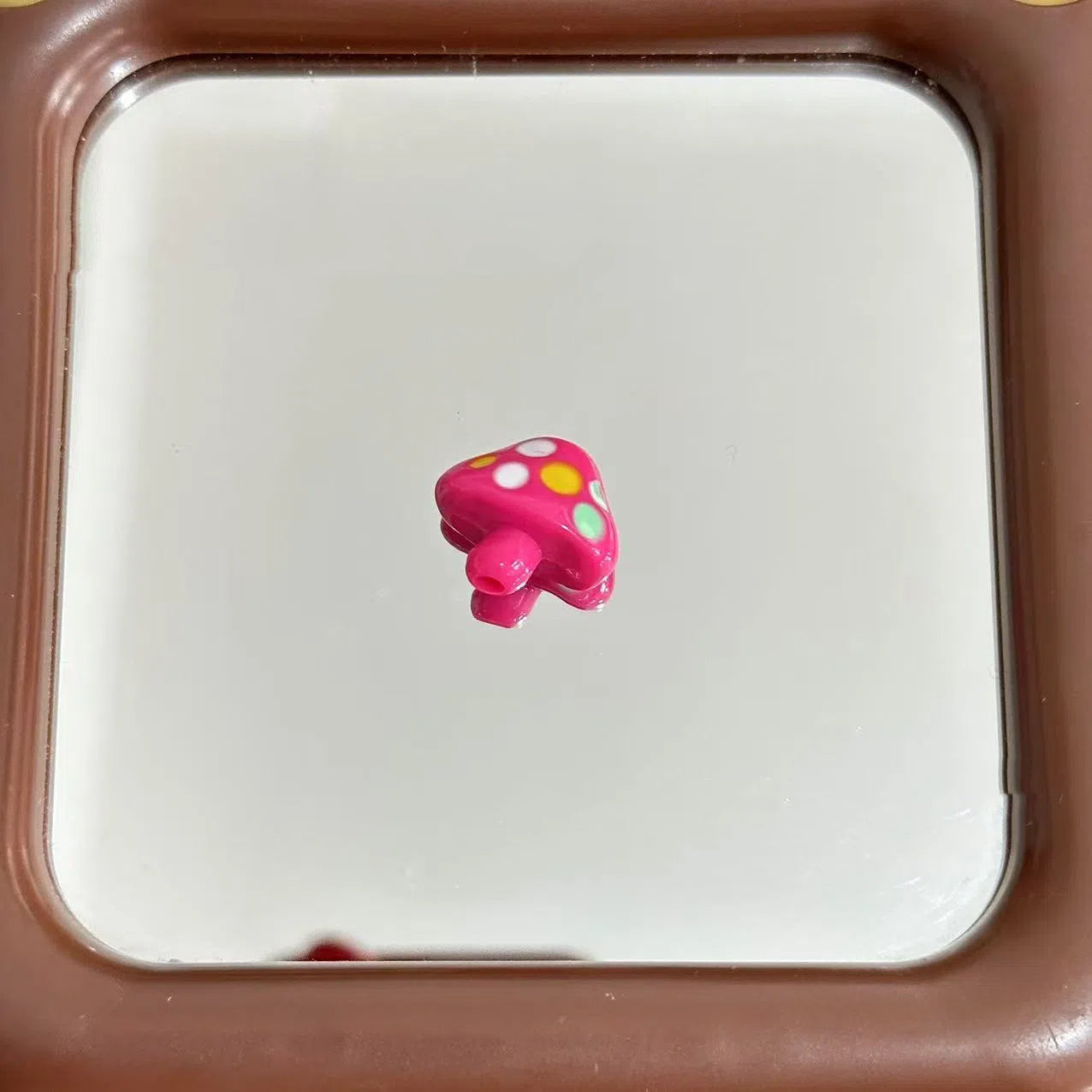 Colorful Double-Sided Enamel Polka Dot Mushroom Acrylic Beads 20mm 10pcs 8