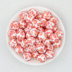 15mm Leopard Pattern Silicone Round Beads 50pcs - Floral Leopard