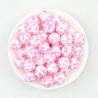 15mm Cow PPrinted Round Silicone Beads Colorful Spots 50pcs - Cow Pink Purple