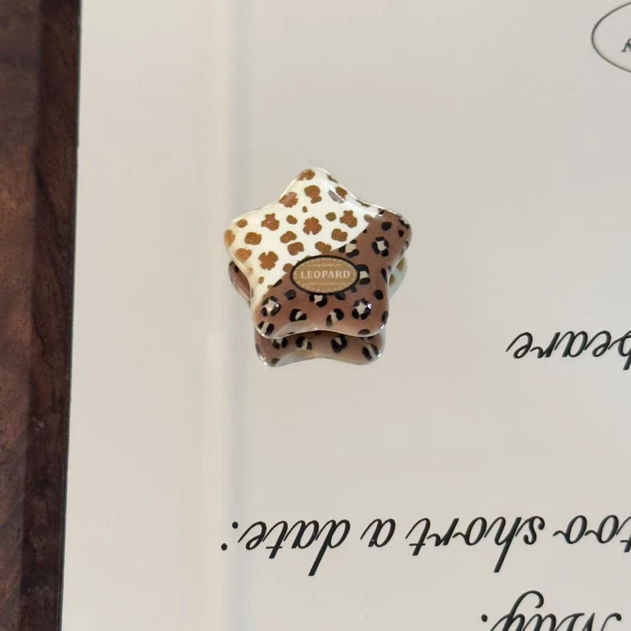Vintage Leopard Star Acrylic Beads 25mm Animal Print Mixed 10pcs 4