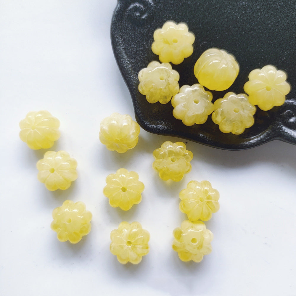 Vintage Pumpkin Shape Resin Beads 12mm Imitation Natural Stone 20pcs 4