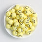 15mm Smiley Face Printed Round Silicone Beads  50pcs - Light Yellow