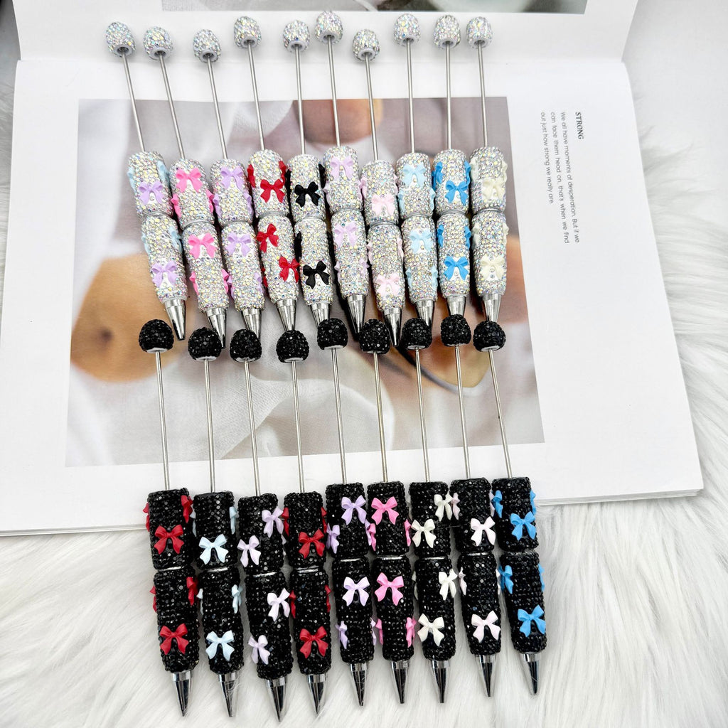 Beadable Pen with Rhinestone Bow Decoration 4