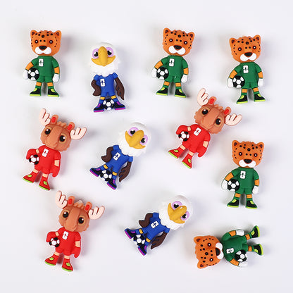Silicone 3D Focal Beads Mascot White Haired Sea Eagle Kratch Holding Soccer Balls 20pcs 4