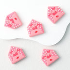 Love Heart Envelope Silicone Focal Beads Pink 20pcs