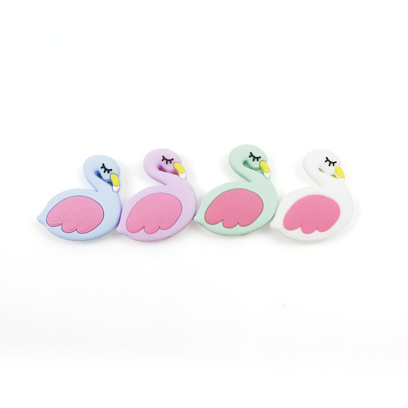 Silicone Focal Beads Flamingo Sleeping Pose Pastel Colors 10pcs 5