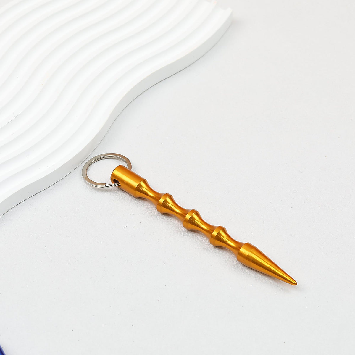 Self Defense Keychain Alloy Aviation Aluminum Bamboo Design - gold