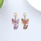 Metal Cartoon Cat Keychain Gold Outline Pastel Colors 2