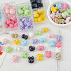Heart and Rabbit Metal Beads Polka Dot Painted Alloy 10pcs
