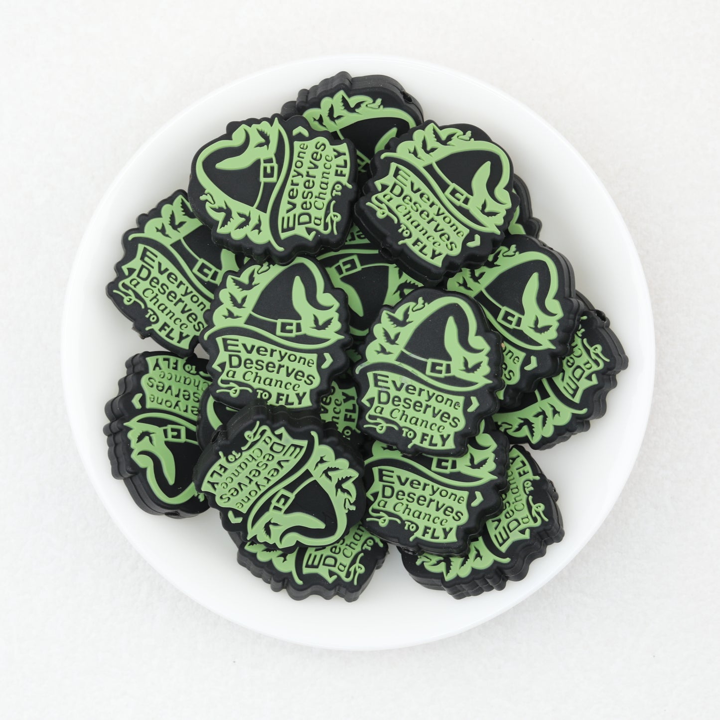 Inspirational Witch Hat Green Silicone Focal Beads 20pcs 2