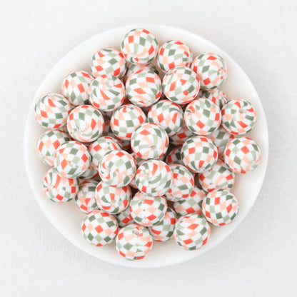 Colorful Pattern 15mm Silicone Round Beads 50pcs 5