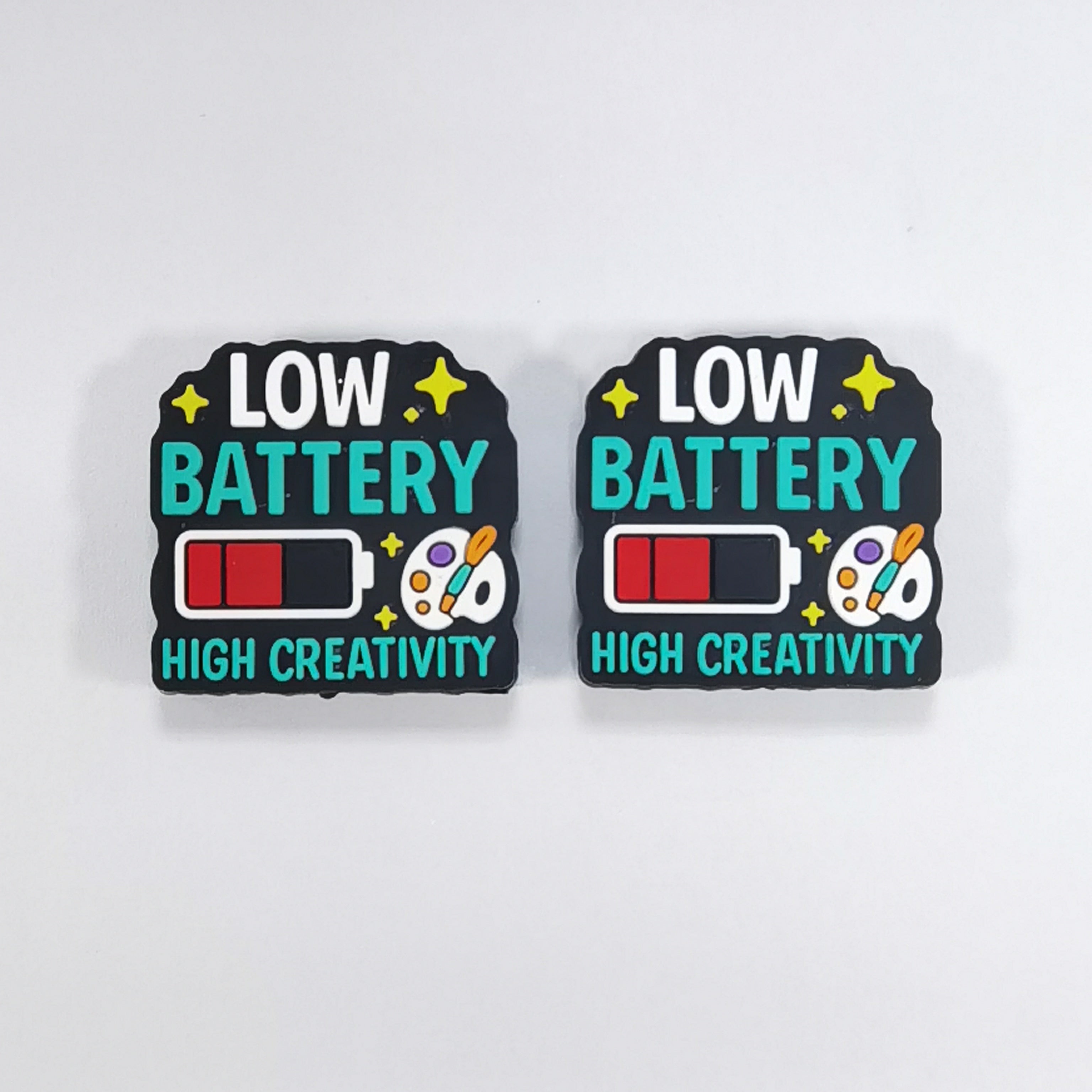 Silicone Focal Beads Low Battery High Creativity Blue Text Palette 20pcs