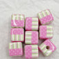 Printed Square Acrylic Beads 14mm Fresh Pink Tone 10pcs 12