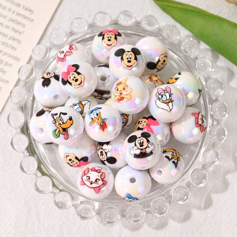 16mm UV Electroplated Cartoon Printed Round Acrylic Beads 20pcs 4