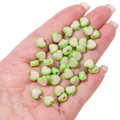 Makaron Heart Acrylic Beads 8x7mm Two Tone Translucent 60pcs 10