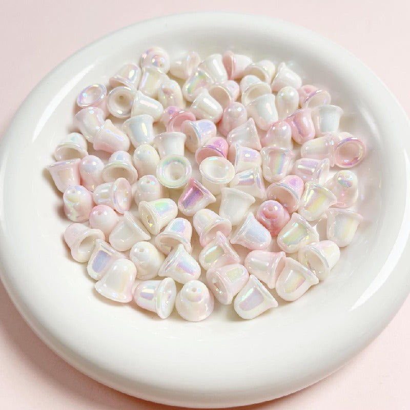 Double Colored Bell Orchid Acrylic Beads 11mm Iridescent 10pcs 6