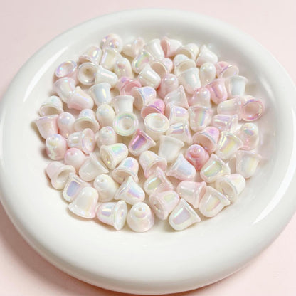 Double Colored Bell Orchid Acrylic Beads 11mm Iridescent 10pcs 6