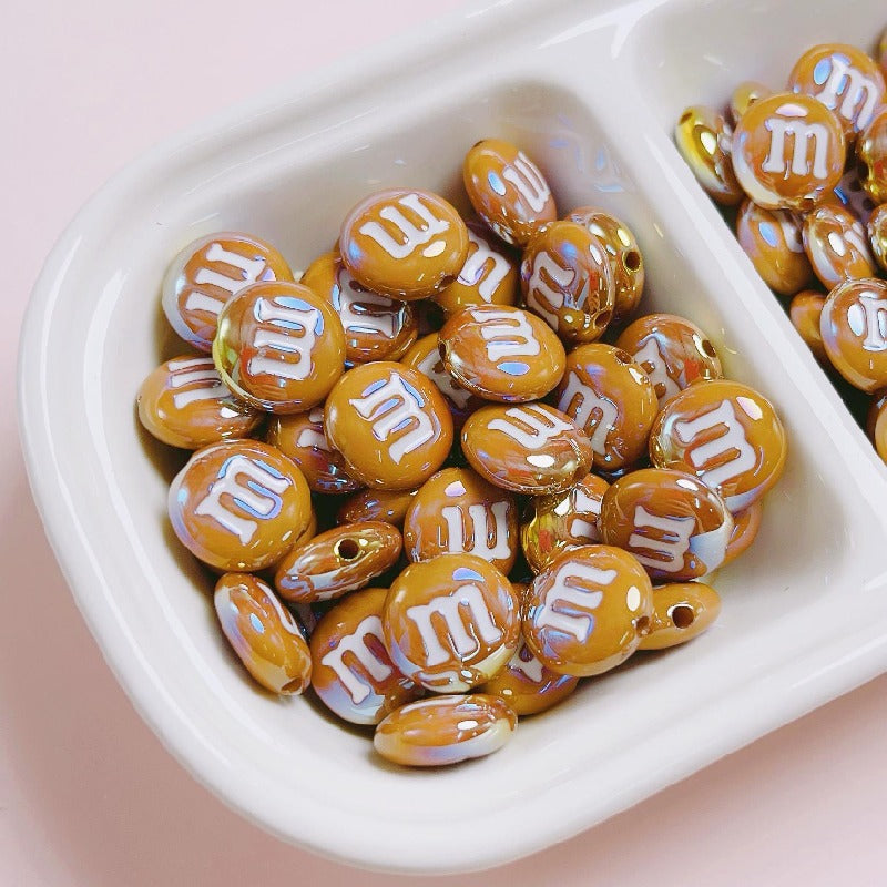 Glossy M Beans Acrylic Beads 14mm Colorful Candy 10pcs 16