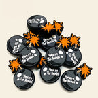 Silicone Focal Beads Simulated Bomb Glossy Black Orange Fuse 20pcs