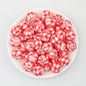 15mm Multicolor Patterned Printed Round Silicone Beads 50pcs - Red White Check