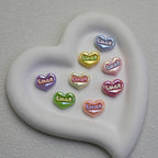 Glossy Plating Luck Heart Resin Beads 17.3x23mm Pastel Colors 10pcs 6