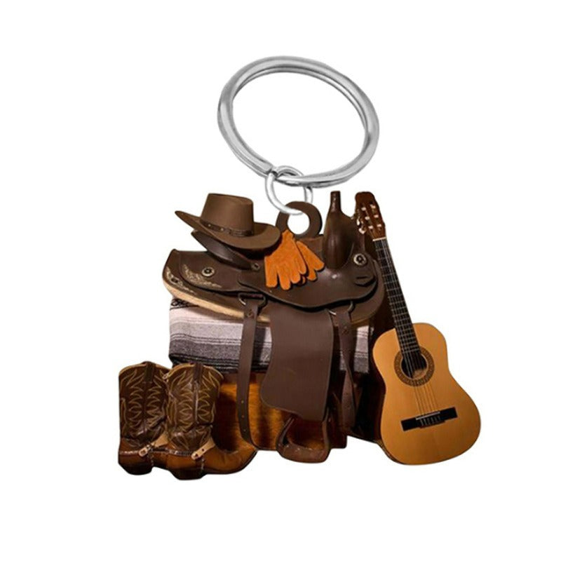 Acrylic Saddle Keychain Vintage Western Cowboy Style 4